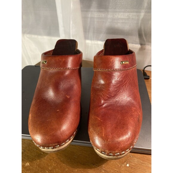 Classic Clogs Rust 3” Heel Wooden Swedish Hasbeens Sandals Womens US 8 EU 39 - Picture 2 of 14